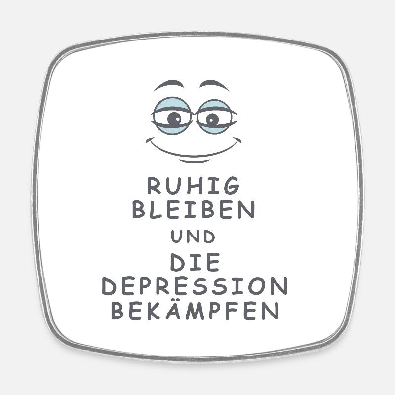 Depression bekämpfen - Viereckiger Kühlschrankmagnet - Weiß