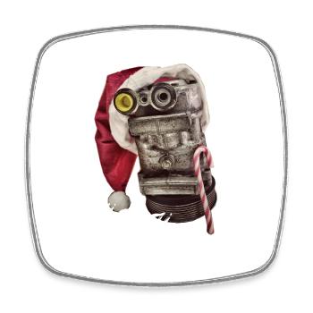 HoHoHo car parts with Christmas hat - Square fridge magnet - white - Front