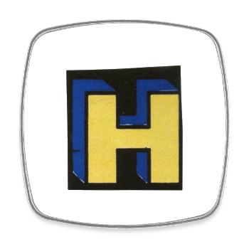 Buchstabe H - Viereckiger Kühlschrankmagnet - Weiß - Vorne