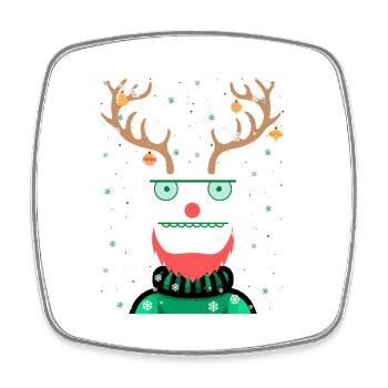 Ugly Christmas Rentier Design by vauART - Viereckiger Kühlschrankmagnet - Weiß - Vorne