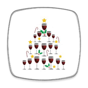 Vin de Noël. Cadeau de Noël - Magnet carré - blanc - Devant