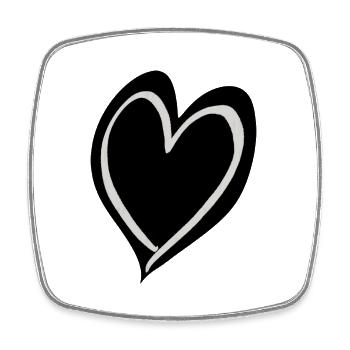 Heart black and white - Square fridge magnet - white - Front