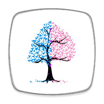 Arbre des cœurs de garçon et de fille - Magnet carré - blanc - Devant