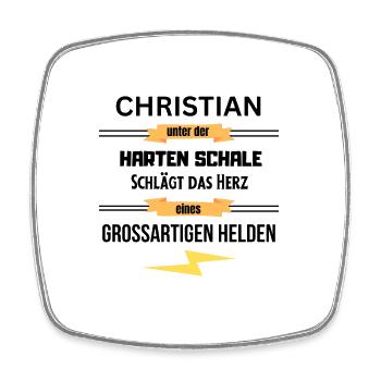 Christian harte Schale eines Großartigen Helden - Viereckiger Kühlschrankmagnet - Weiß - Vorne