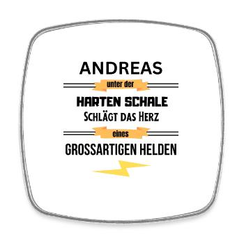 Andreas harte Schale eines Großartigen Helden - Viereckiger Kühlschrankmagnet - Weiß - Vorne