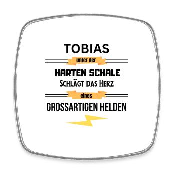 Tobias unter harte Schale eines Großartigen Helden - Viereckiger Kühlschrankmagnet - Weiß - Vorne