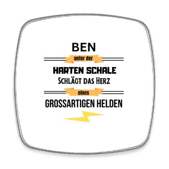 Ben unter harte Schale eines Großartigen Helden - Viereckiger Kühlschrankmagnet - Weiß - Vorne