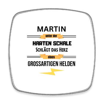 Martin unter harte Schale eines Großartigen Helden - Viereckiger Kühlschrankmagnet - Weiß - Vorne