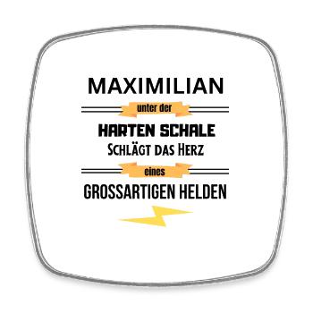 Maximilian harte Schale eines Großartigen Helden - Viereckiger Kühlschrankmagnet - Weiß - Vorne