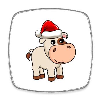 Cow Comic Christmas - Magnet carré - blanc - Devant