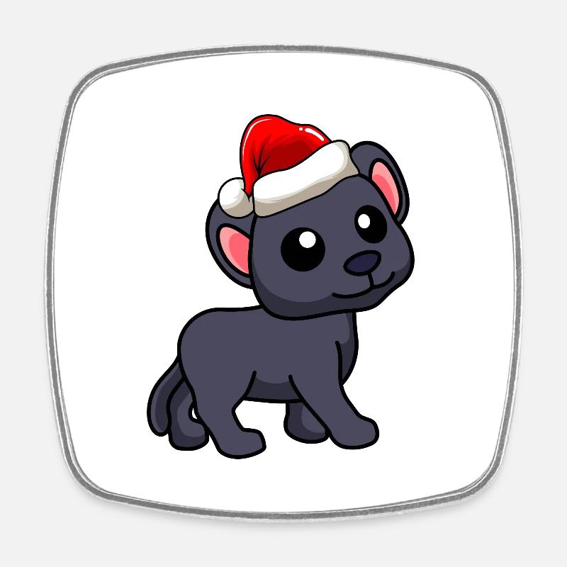 Panther Comic Christmas - Magnet carré - blanc