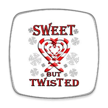 Sweet but Twisted mit Zuckerstange als Herzchen - Viereckiger Kühlschrankmagnet - Weiß - Vorne