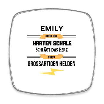 Emily unter harte Schale eines Großartigen Helden - Viereckiger Kühlschrankmagnet - Weiß - Vorne