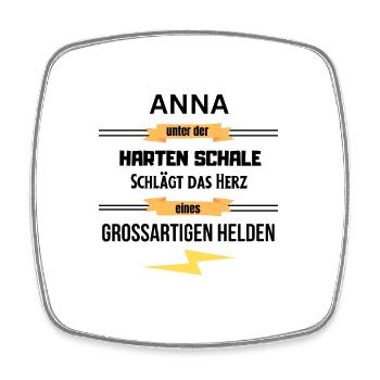 Anna unter harte Schale eines Großartigen Helden - Viereckiger Kühlschrankmagnet - Weiß - Vorne
