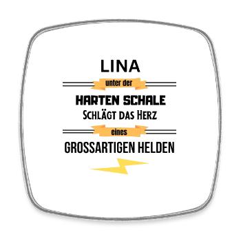 Lina unter harte Schale eines Großartigen Helden - Viereckiger Kühlschrankmagnet - Weiß - Vorne