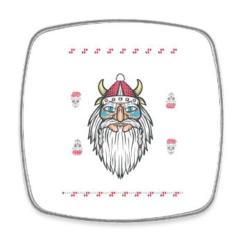 HO HO HOL MIR MAL EIN MET Ugly Christmas Wikinger - Viereckiger Kühlschrankmagnet - Weiß - Vorne