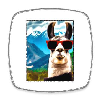 Lama Portrait Mountain Gift - Square fridge magnet - white - Front