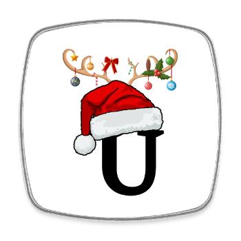 Brief U Weihnachtsmütze - Viereckiger Kühlschrankmagnet - Weiß - Vorne