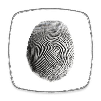 Empreinte digitale noire - Magnet carré - blanc - Devant