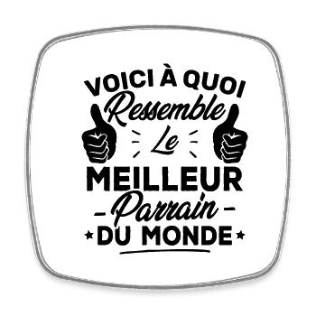 Voici à quoi ressemble le meilleur Parrain - Magnet carré - blanc - Devant