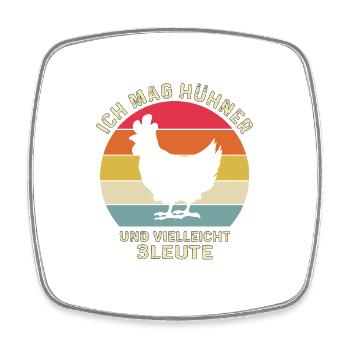 Ich mag Huhn und vielleicht wie 3 Menschen - Viereckiger Kühlschrankmagnet - Weiß - Vorne