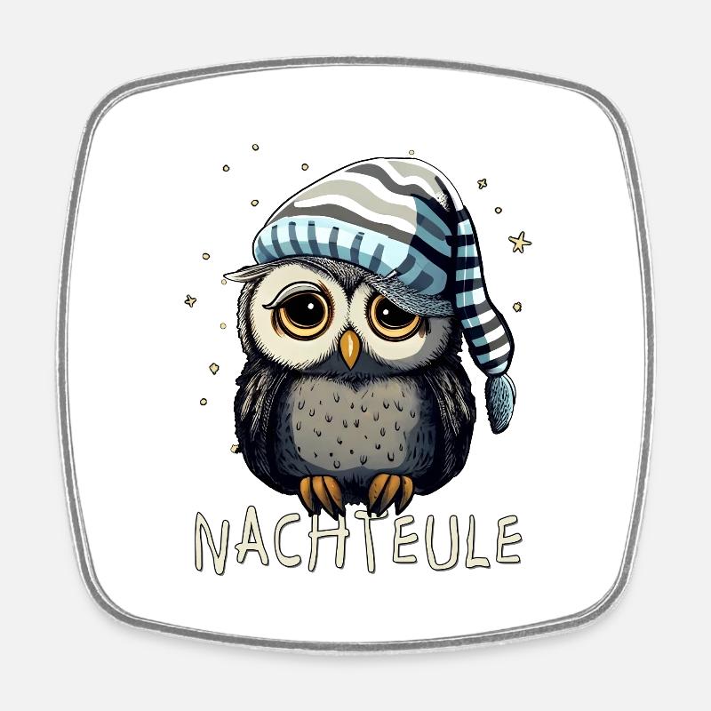 Nachteule - Viereckiger Kühlschrankmagnet - Weiß