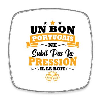 Homme Portugais boit la pression bière apéro - Magnet carré - blanc - Devant