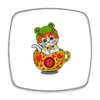 Cat - Square fridge magnet - white - Front