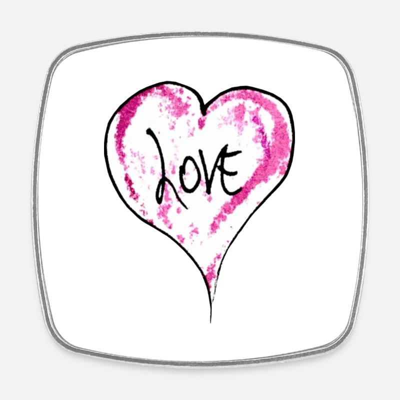 PINK LOVE - Square fridge magnet - white