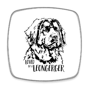 Loved by a Leonberger Hundespruch Hunde Wilsigns - Square fridge magnet - white - Front