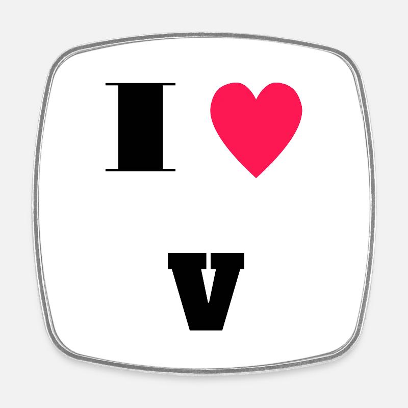 J’aime V - Magnet carré - blanc