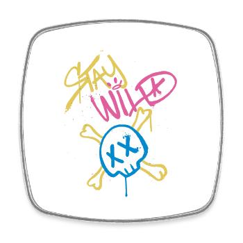 Slogan Streetwear Sprayer stay wild - Magnet carré - blanc - Devant