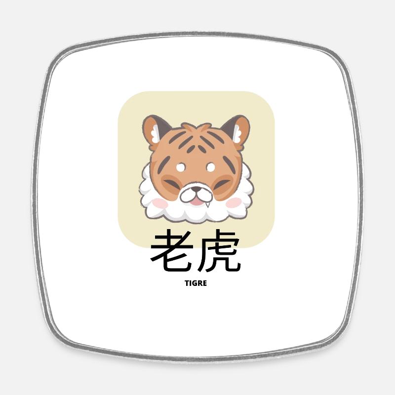 Cute Tiger - Square fridge magnet - white