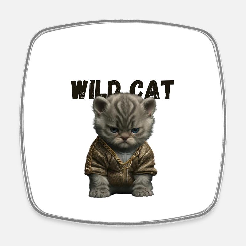 Wild Cat - Square fridge magnet - white