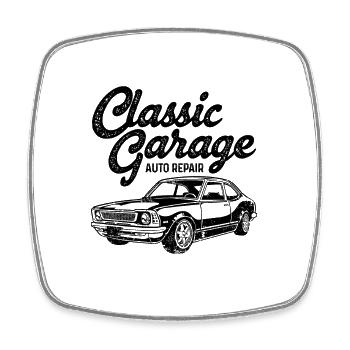 Retro Graphic Car Lover Car Mechanic Vehicle Techn - Square fridge magnet - white - Front