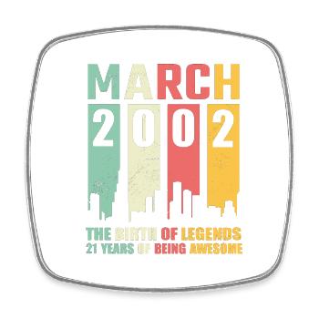 21e anniversaire Mars Né 2002 Idée cadeau - Magnet carré - blanc - Devant
