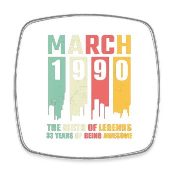 33e anniversaire Mars Né en 1990 Idée cadeau - Magnet carré - blanc - Devant