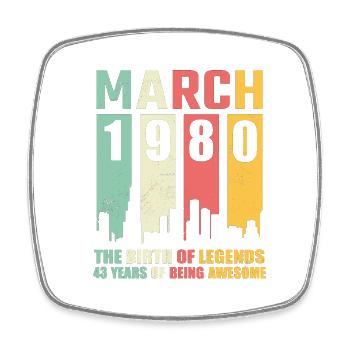 43e anniversaire Mars Né en 1980 Idée cadeau - Magnet carré - blanc - Devant