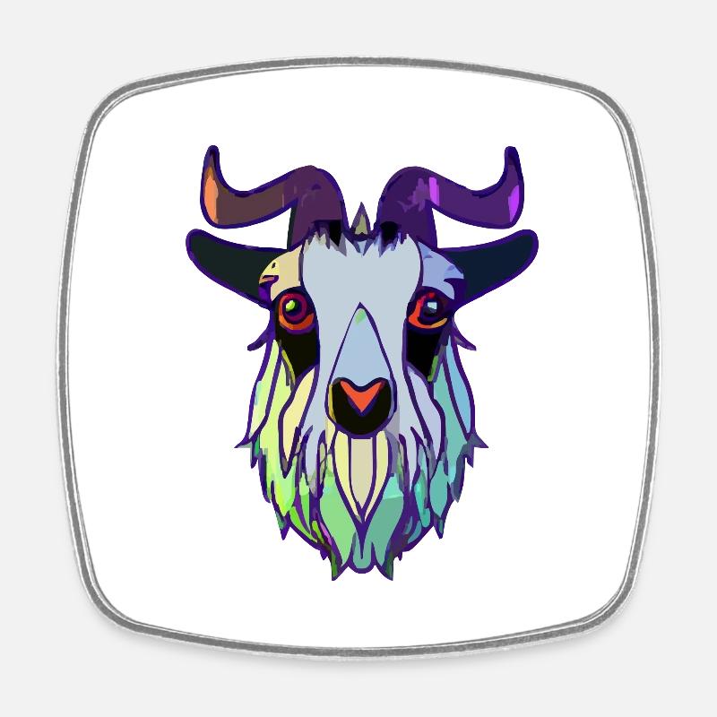 Goat head - Square fridge magnet - white