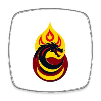 Dragon dans un cercle de flammes - Magnet carré - blanc - Devant