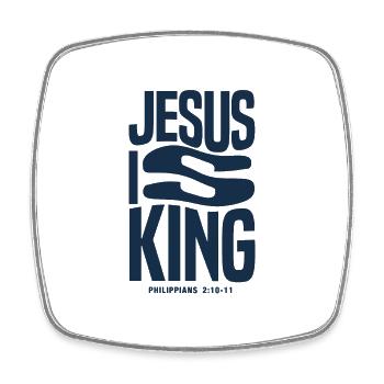 Jesus is King - Square fridge magnet - white - Front