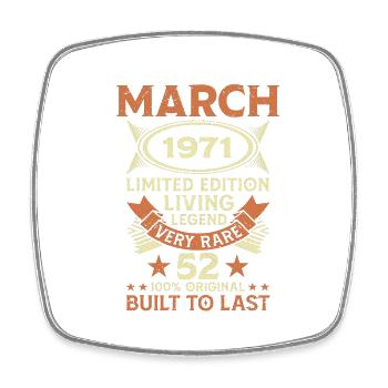 52e anniversaire Mars Né 1971 Idée cadeau - Magnet carré - blanc - Devant
