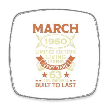 63e anniversaire Mars Né en 1960 Idée cadeau - Magnet carré - blanc - Devant