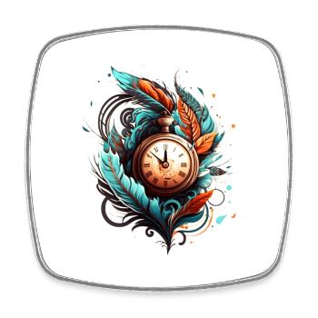 Manual Winding Pocket Watch Travel to the Past - Square fridge magnet - white - Front