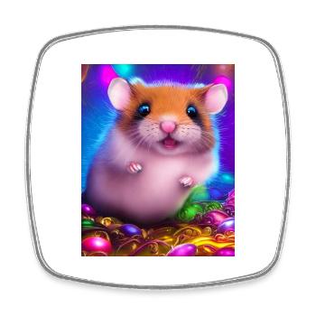 Cool Comic Portrait of a Hamster - Square fridge magnet - white - Front