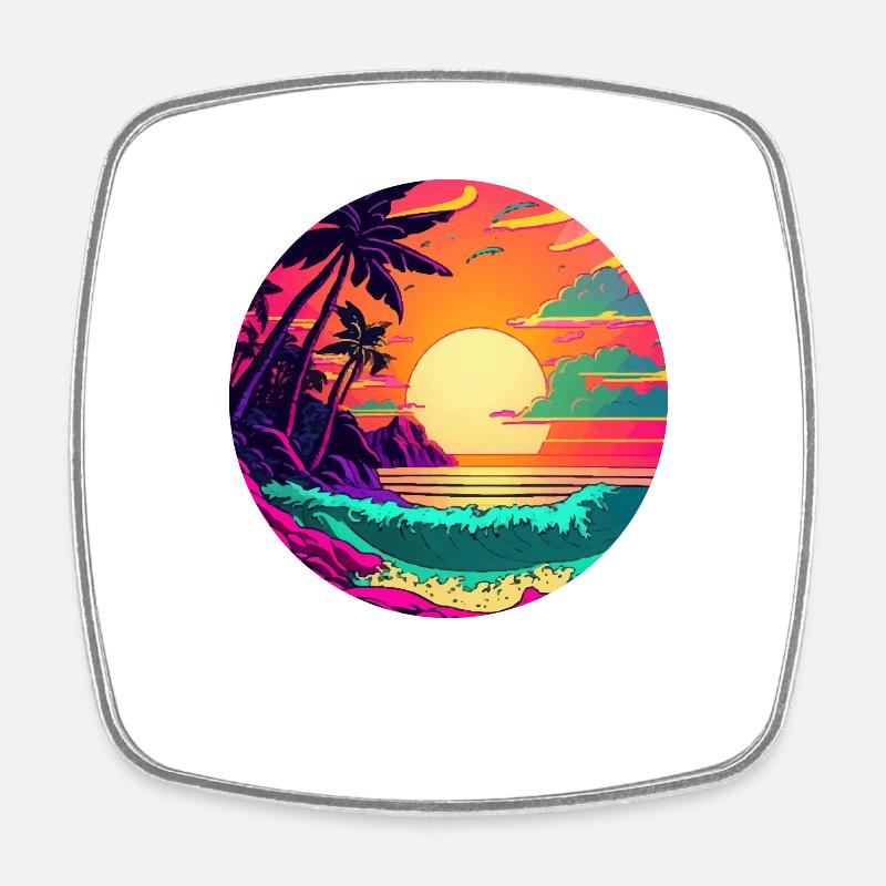 Coucher de soleil à la plage - Magnet carré - blanc