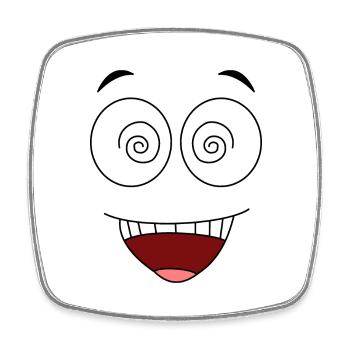 Crazyface - Square fridge magnet - white - Front