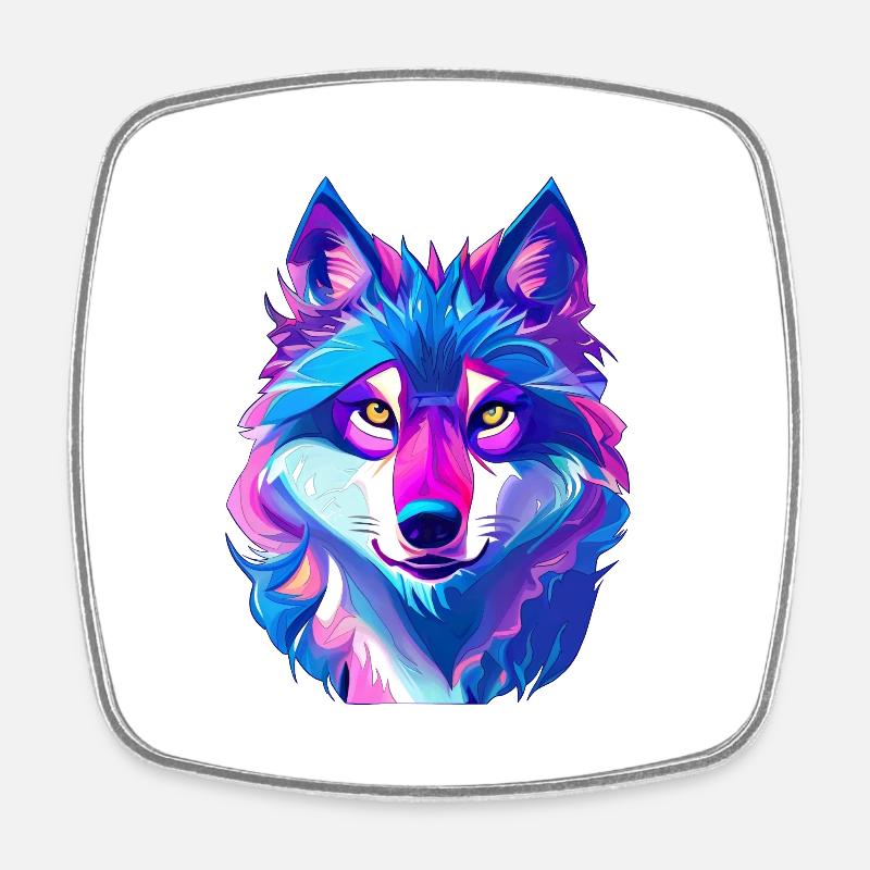 Wolf - Viereckiger Kühlschrankmagnet - Weiß