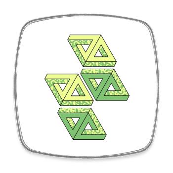 Penrose Triangle Tribar Impossible figure - Square fridge magnet - white - Front