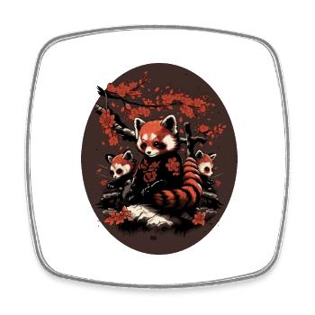Roter Panda 3 - Viereckiger Kühlschrankmagnet - Weiß - Vorne